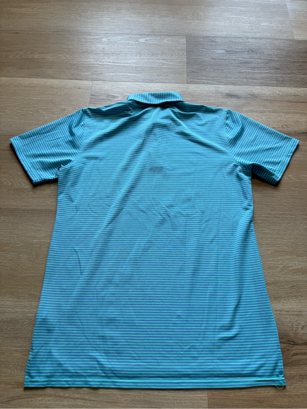 Men's Striped Teal Short-Sleeve Polo - Picture 9 of 9